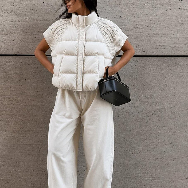 Puffer Vest Padded - Rompi Wanita Model Crop Chic Tanpa