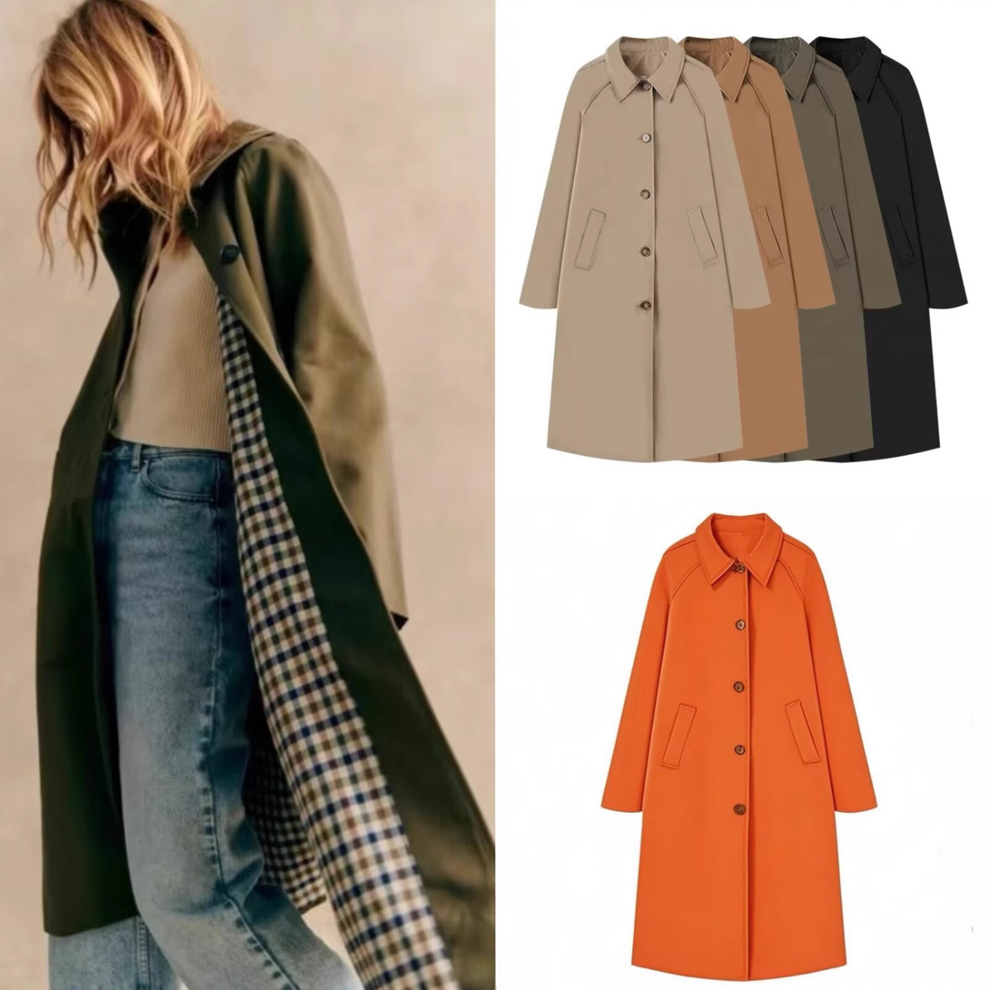Street Fashion England - Jas Trench Panjang Wanita Model Retro
