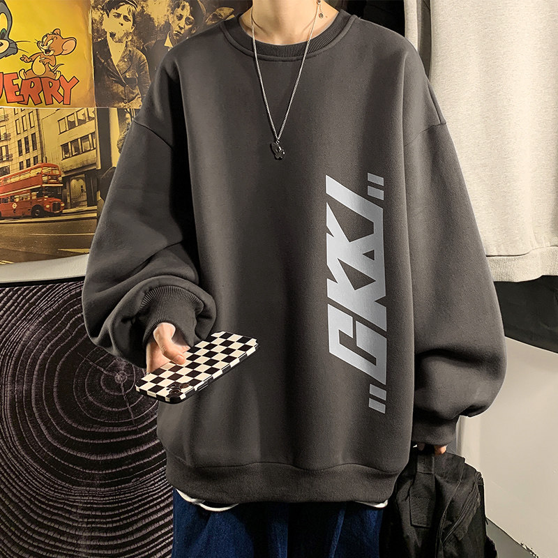 Street Fashion Styles - Sweatshirt Berkerah Bulat Lengan Panjang dengan