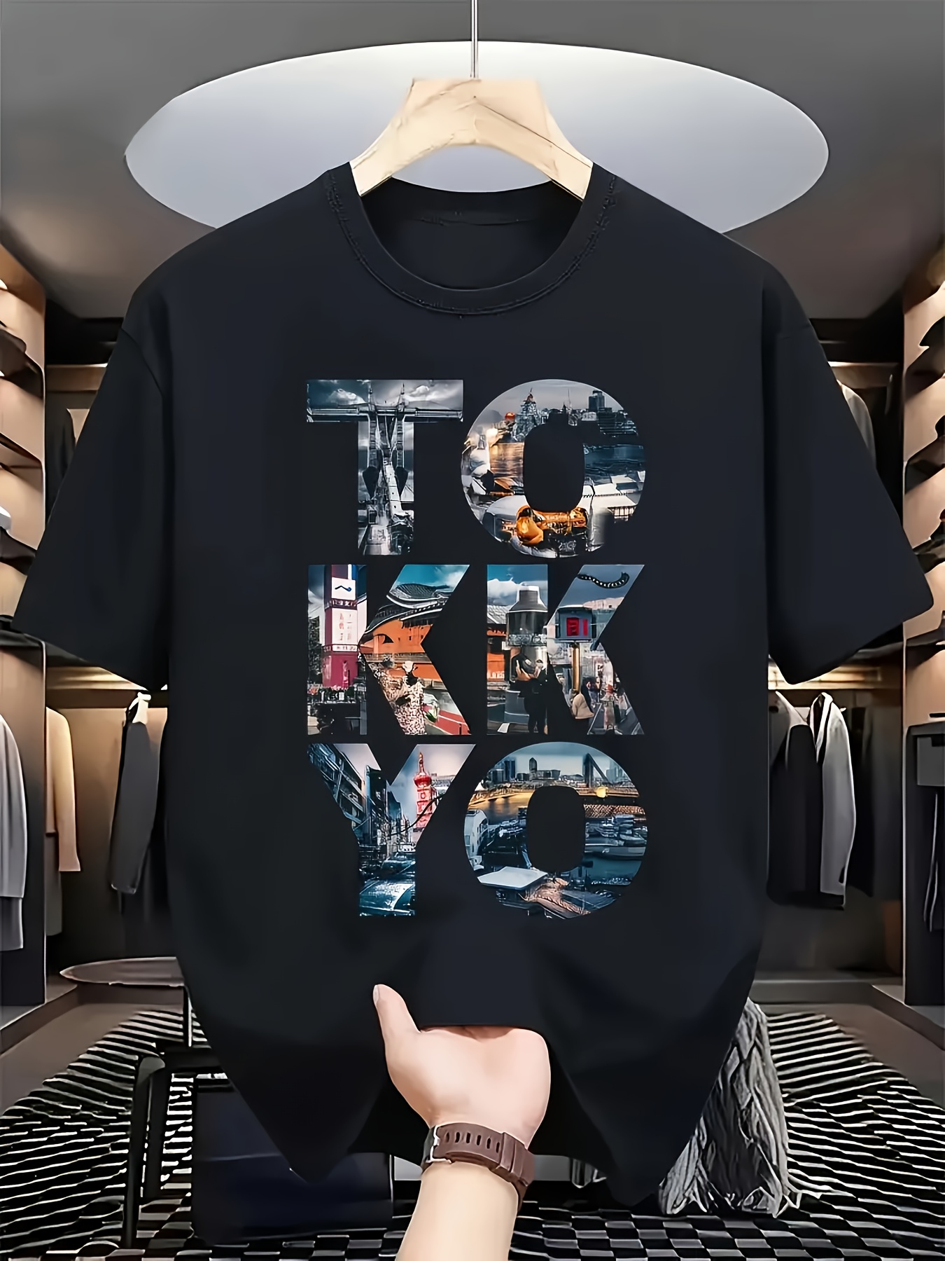 Street Fashion Tokyo - Kaos Pria Trendy Hitam Bergambar Pemandangan