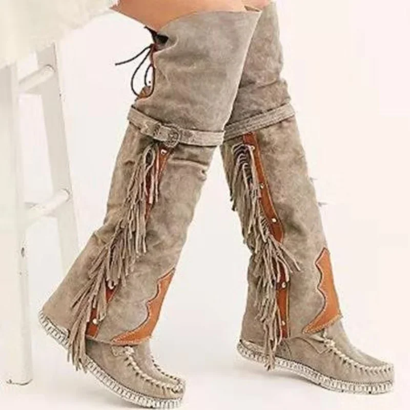 Street Fashion Girl - Sepatu Bot Wanita Panjang Selutut Bohemia