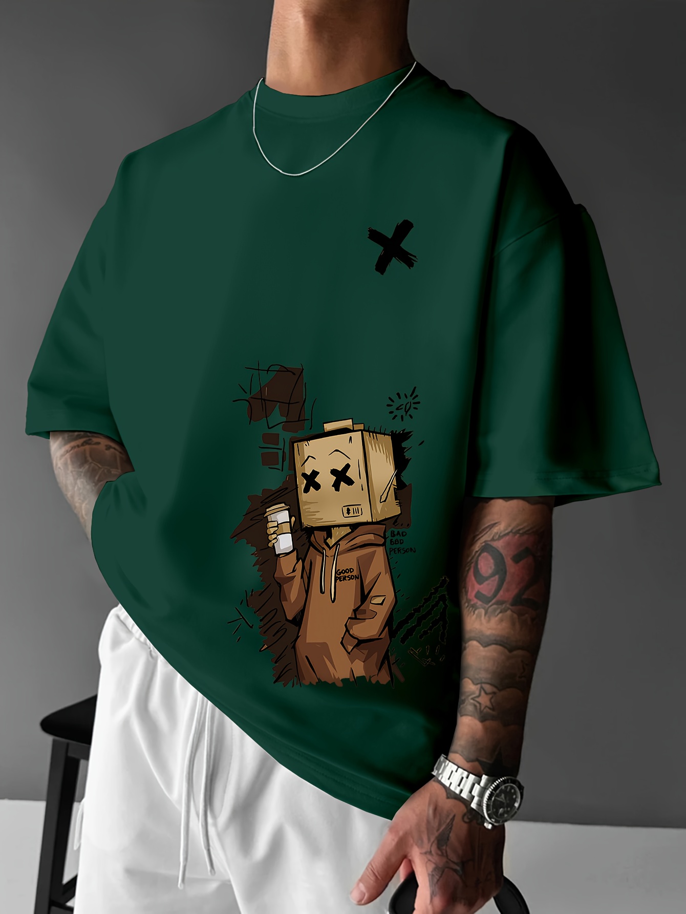 Street Fashion Graffiti - Kaus Leher Bulat Nyaman dan Bernapas