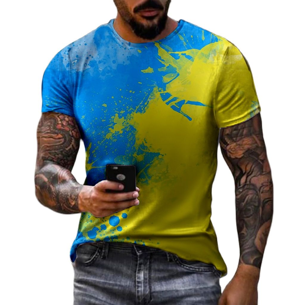 Street Fashion Graffiti - Kaus pria motif grafiti, atasan lengan