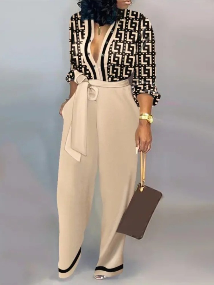Street Fashion China Girl - Jumpsuit lengan panjang motif huruf mode