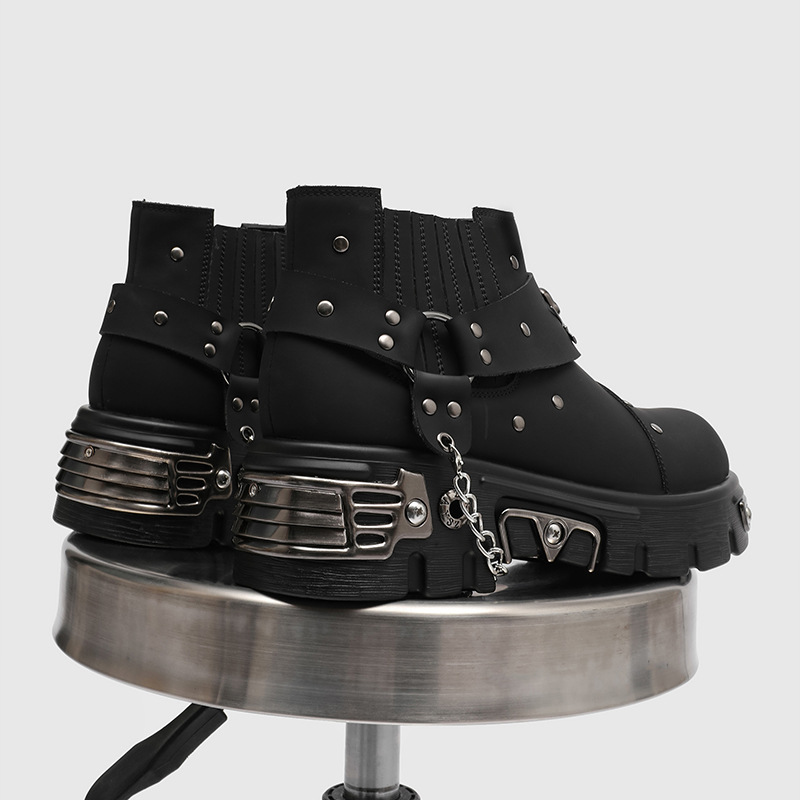 Street Fashion Style Male - Sepatu Bot Motor Rock Punk Metal