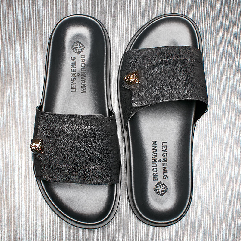 Street Fashion Style Male - Sandal Kulit Asli Baru 2025 Sandal