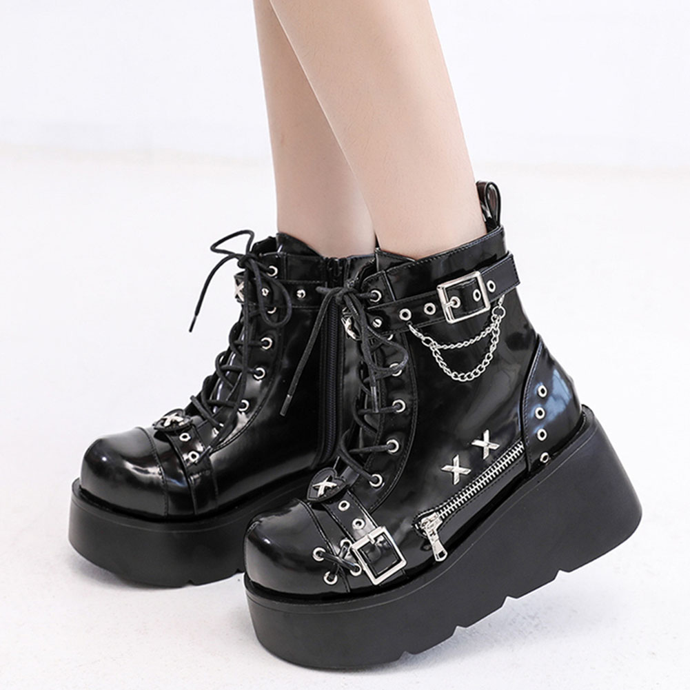 Street Fashion Girl - Sepatu Bot Pergelangan Kaki Platform Goth