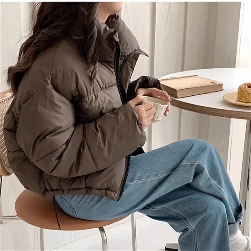 Puffer Vest Padded - Jaket Puffer longgar Solid wanita, mantel
