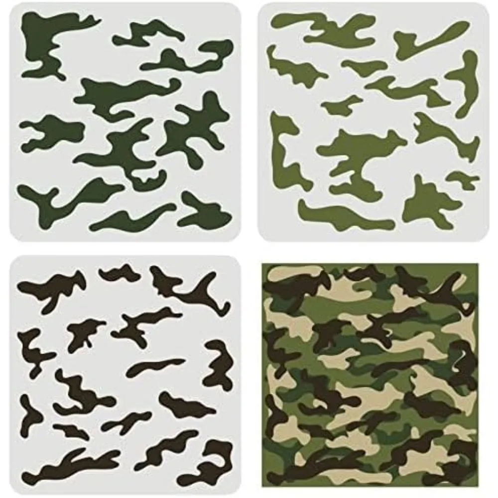 3 buah Kit stensil Camo 11.8x1 - Camo Pattern Set ulasan dan harga