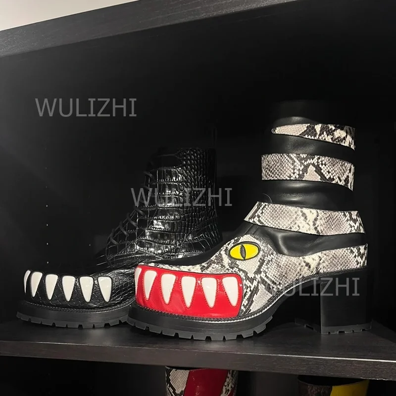 Sepatu Boots Totem Gigi Leopar - Street Fashion Graffiti ulasan dan harga