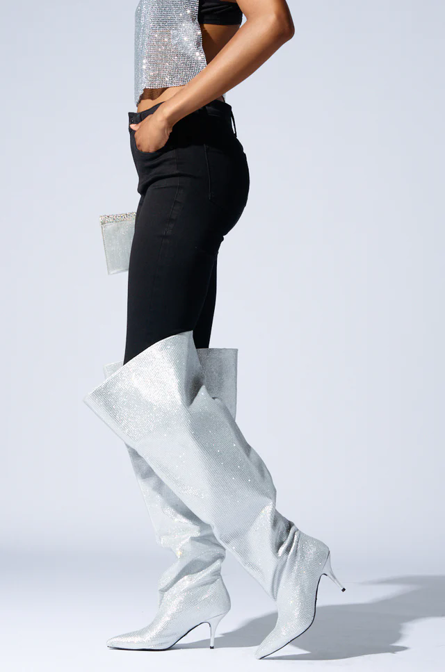 Sepatu Boots Kristal Perak Set - Street Fashion Rome 2026 ulasan dan harga
