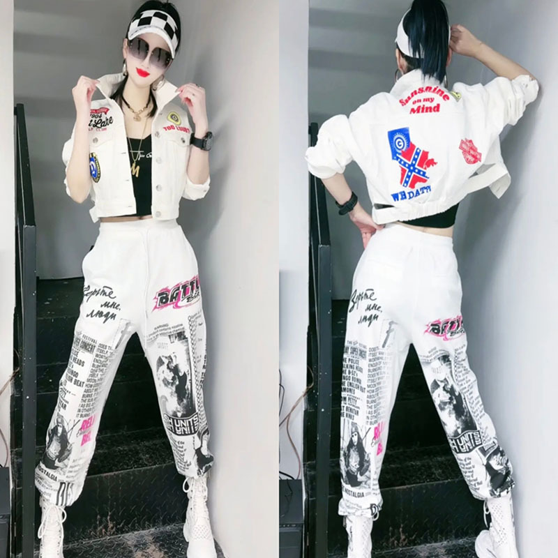 Set pakaian Denim wanita dua p - Street Fashion Graffiti ulasan dan harga